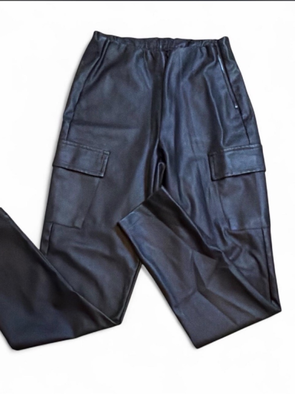 Revamped Black Faux Leather Cargo pants